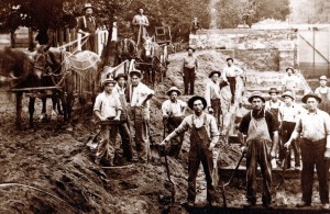 Canal, Portage Locks, Workers at Rest from Digging